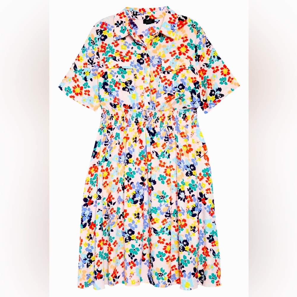 Halogen X Atlantic-Pacific Floral Smocked Utility Dress